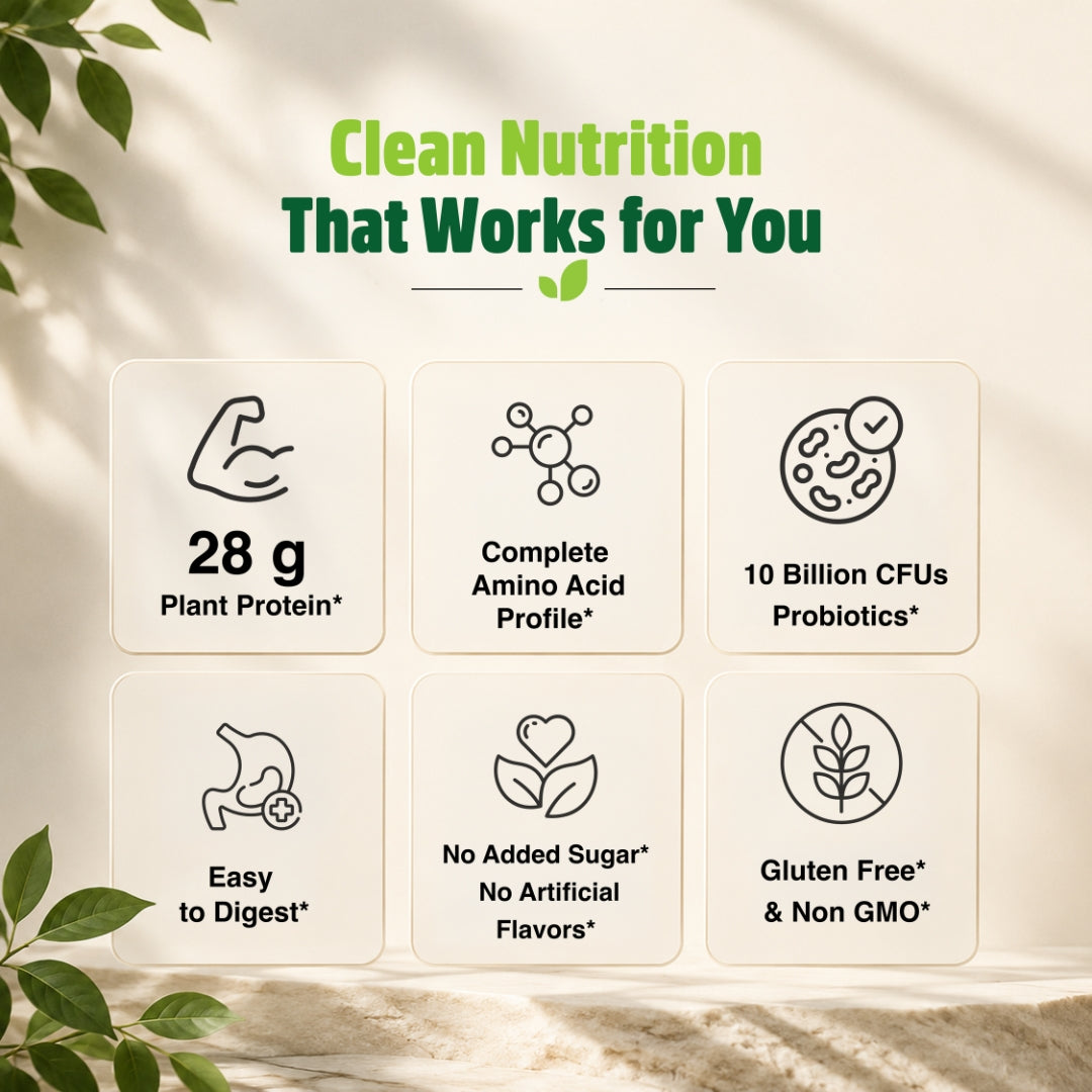 Orgaheal vanilla plant protein clean nutrition 28g protein probiotics gluten free non-GMO