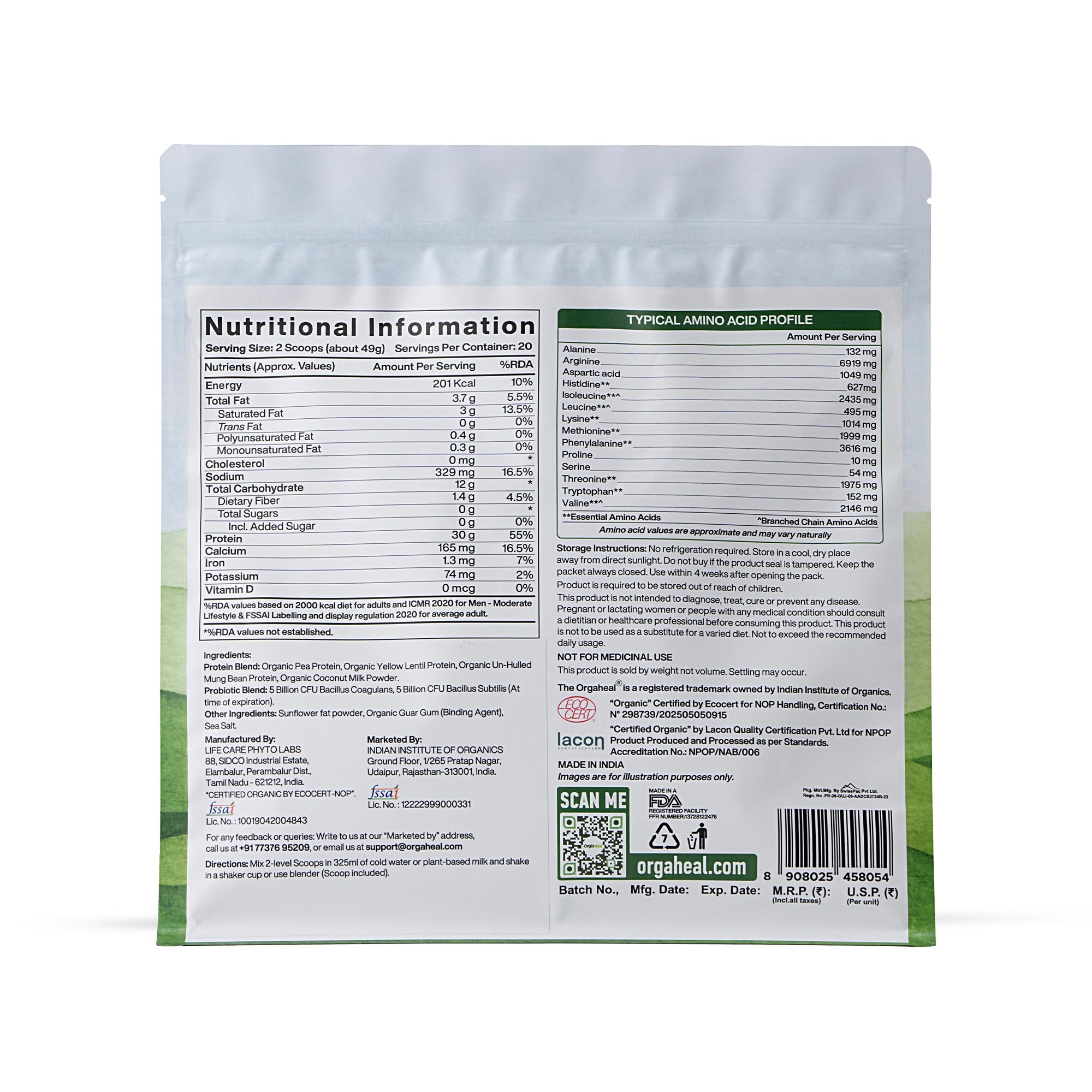Organic Plant-Based Protein Unflavored