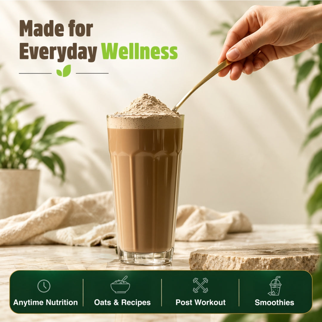 Orgaheal chocolate plant protein shake made for everyday wellness anytime nutrition post workout smoothies