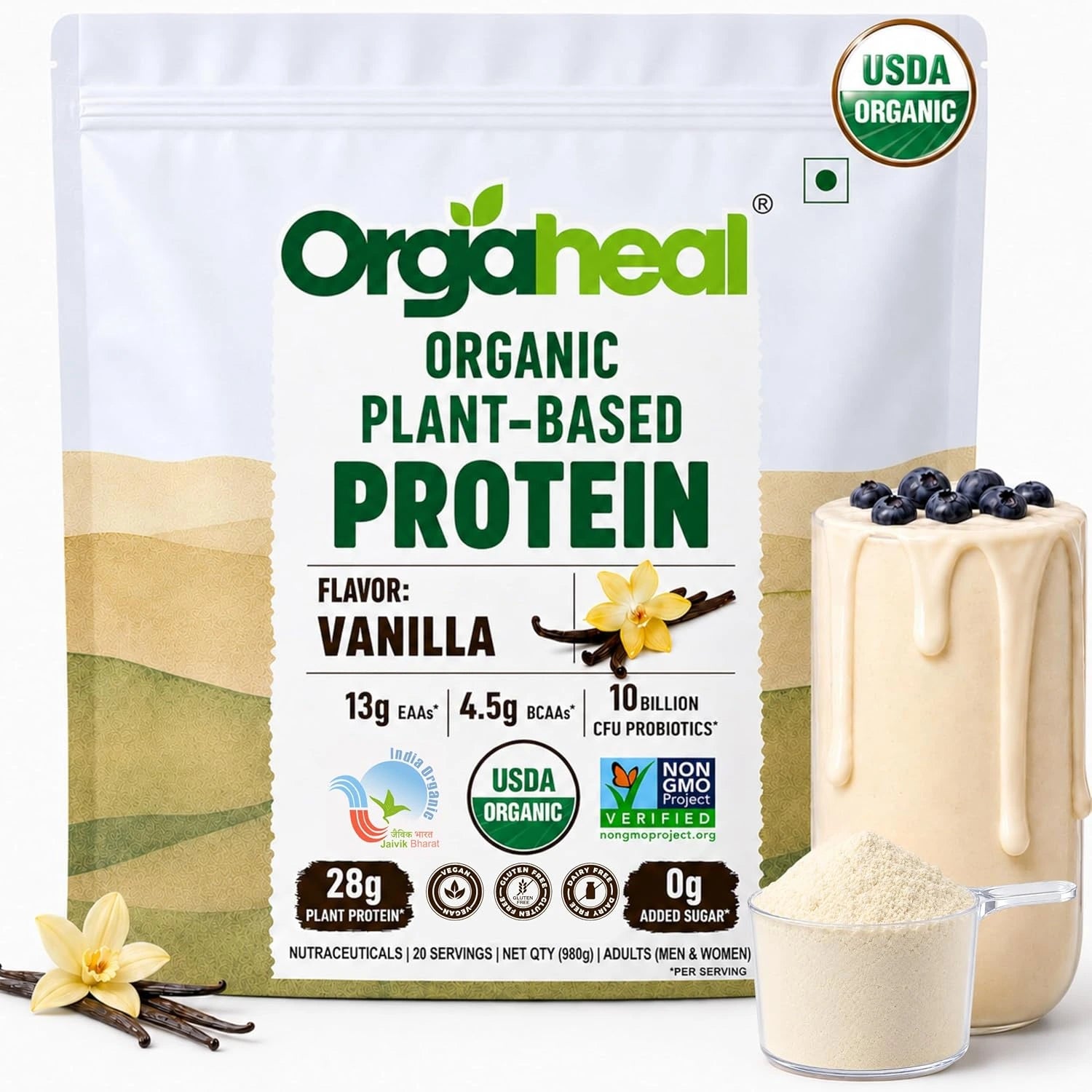 organic plant based protein vanila flavor