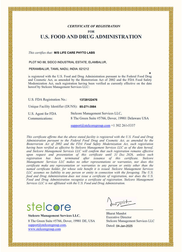 FDA Registration Certificate