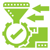 Manufacturing process icon representing quality controlled production
